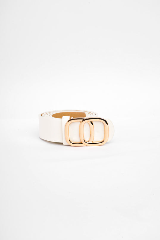 Cinturón blanco doble hebilla cuadrada