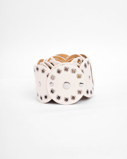 Cinturón beige ancho diseño apliques