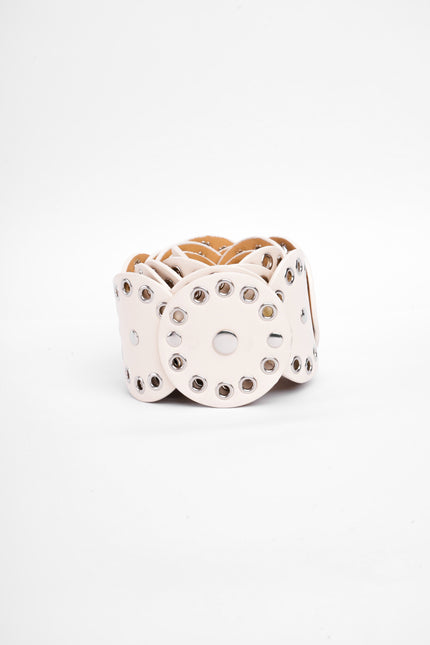 Cinturón beige ancho diseño apliques