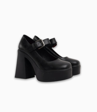 mocasín negro de tacón estilo Mary Jane