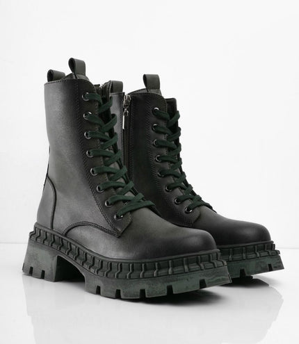 Botines de cordón verde oscuro tipo militar