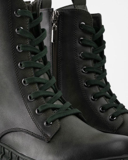 Botines de cordón verde oscuro tipo militar
