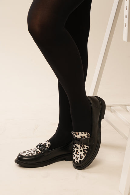 Mocasines negros x animal print