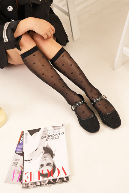 Bailarinas negras malla x apliques brillantes