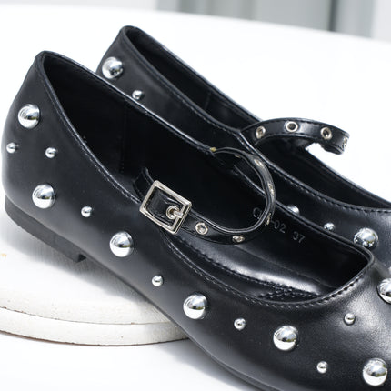 Bailarinas punta redonda negras x taches