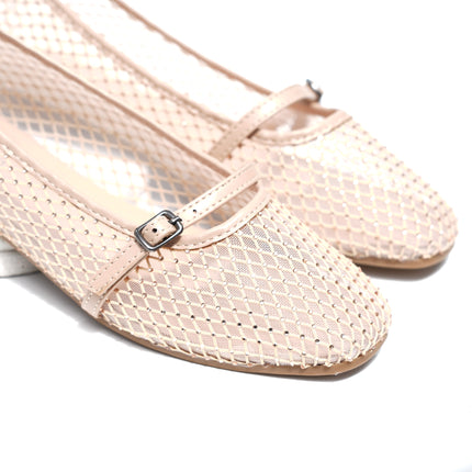 Bailarinas beige transparente brillos