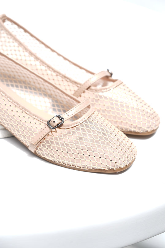Bailarinas beige transparente brillos