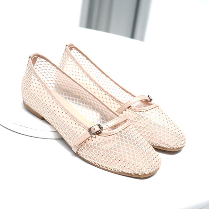 Bailarinas beige transparente brillos