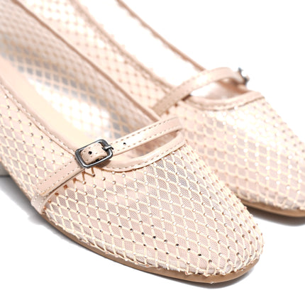 Bailarinas beige transparente brillos