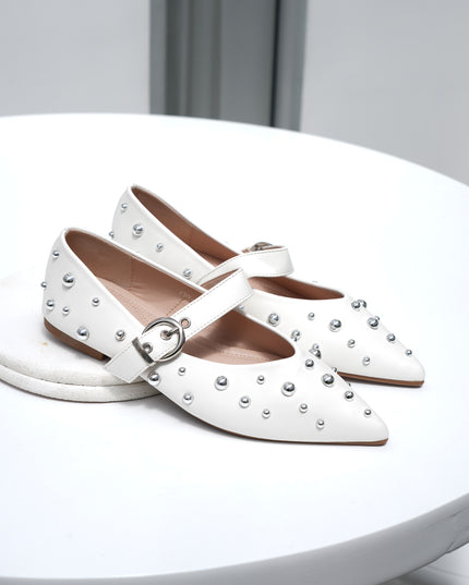 Bailarinas blancas x correa y apliques