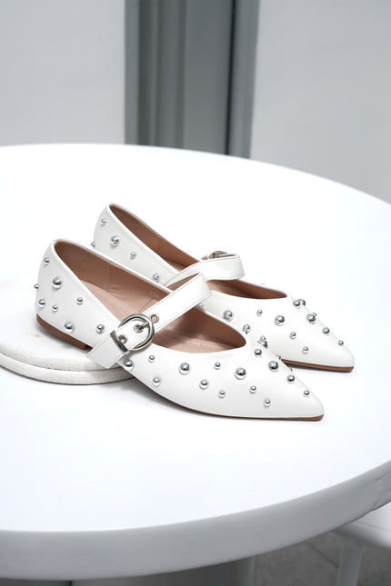 Bailarinas blancas x correa y apliques