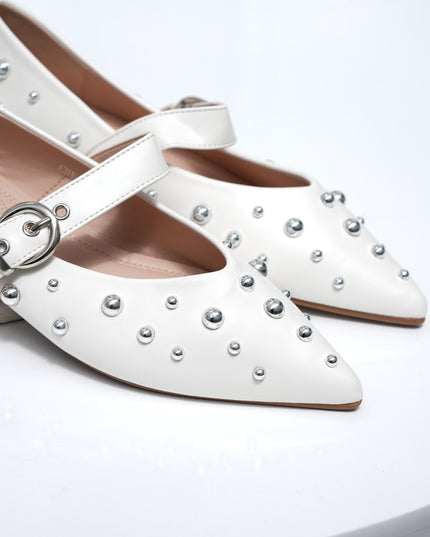 Bailarinas blancas x correa y apliques