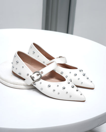 Bailarinas blancas x correa y apliques