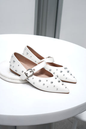 Bailarinas blancas x correa y apliques