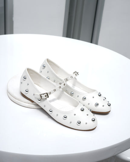 Bailarinas punta redonda blancas x taches