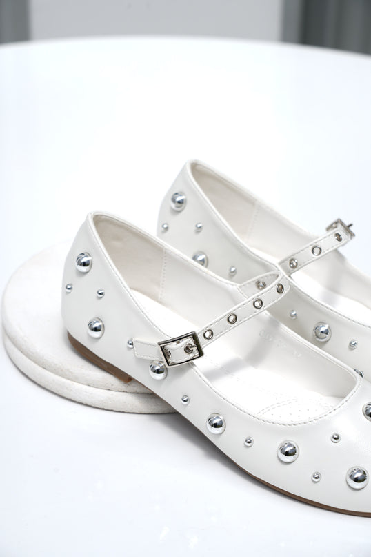 Bailarinas punta redonda blancas x taches