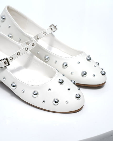Bailarinas punta redonda blancas x taches