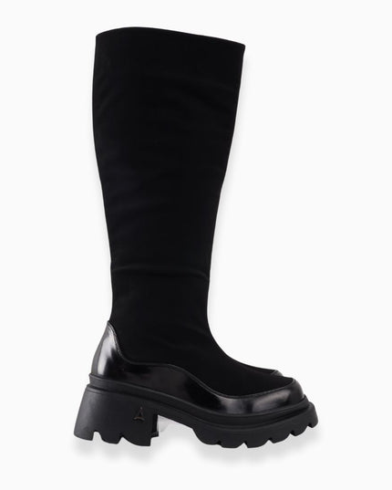 Bota larga negra gamuza