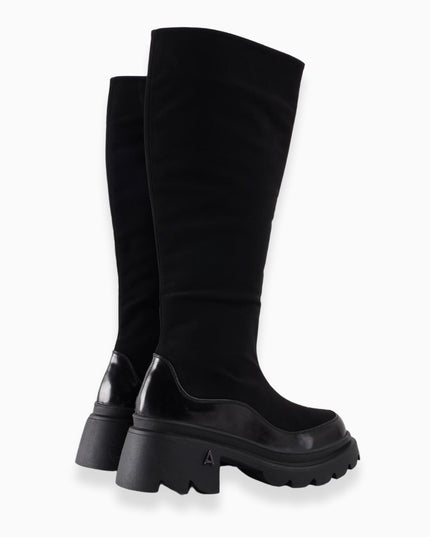 Bota larga negra gamuza
