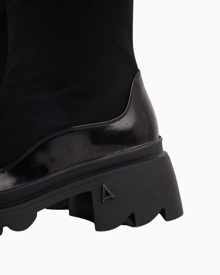 Bota larga negra gamuza