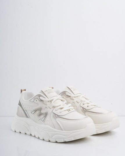 Tenis blancos con detalles plata y cordones