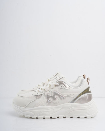 Tenis blancos con detalles plata y cordones