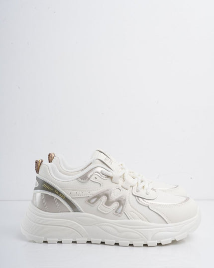 Tenis blancos con detalles plata y cordones