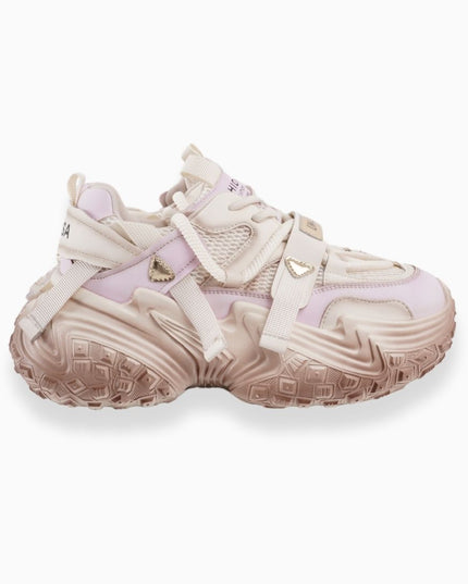 Tenis Beige LILA con Detalles Texturizados