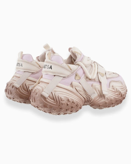 Tenis Beige LILA con Detalles Texturizados