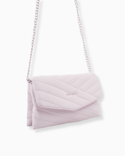 Bolso de cadena lila con diseño