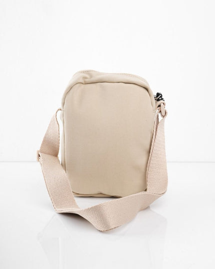 Bolso pequeño beige con cremallera frontal