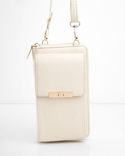 Bolso pequeño beige tipo portacelular