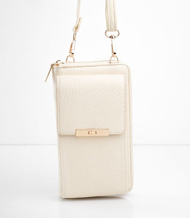 Bolso pequeño beige tipo portacelular