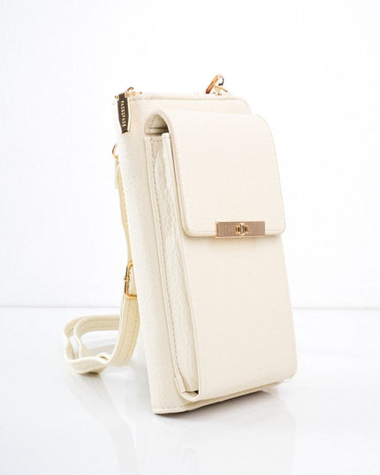 Bolso pequeño beige tipo portacelular