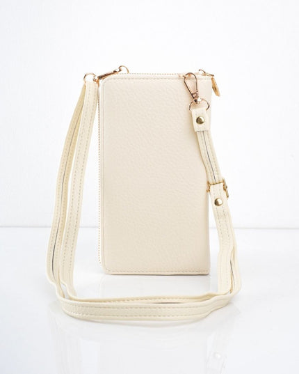 Bolso pequeño beige tipo portacelular