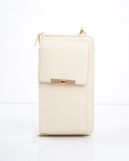 Bolso pequeño beige tipo portacelular