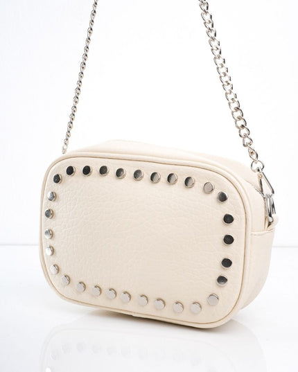 Bolso beige con taches y cadena