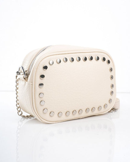 Bolso beige con taches y cadena