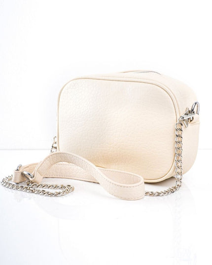 Bolso beige con taches y cadena