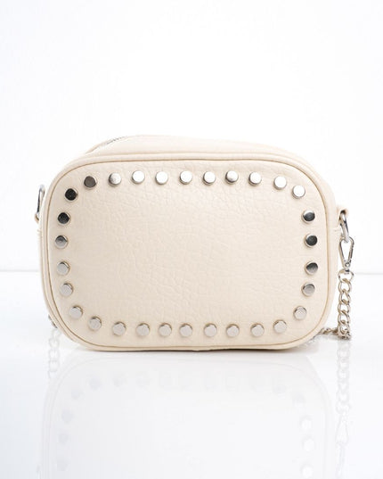 Bolso beige con taches y cadena