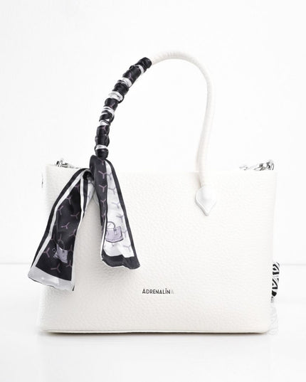 Bolso elegante blanco con correa y pañoleta