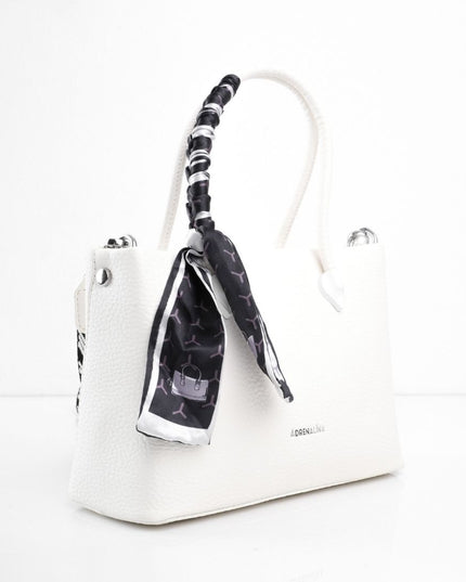 Bolso elegante blanco con correa y pañoleta