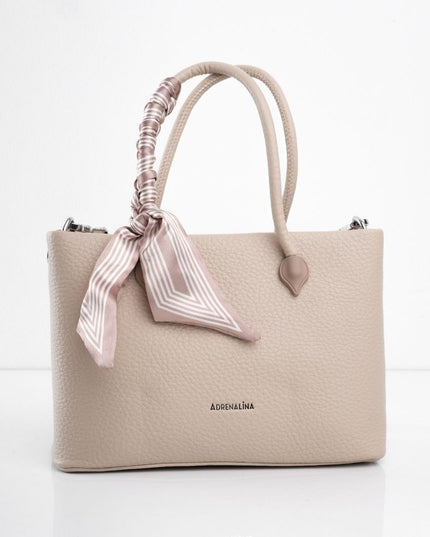 Bolso elegante beige con correa y pañoleta