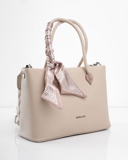 Bolso elegante beige con correa y pañoleta