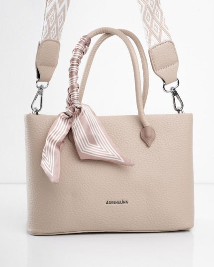 Bolso elegante beige con correa y pañoleta