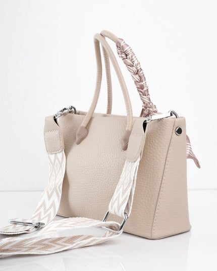 Bolso elegante beige con correa y pañoleta