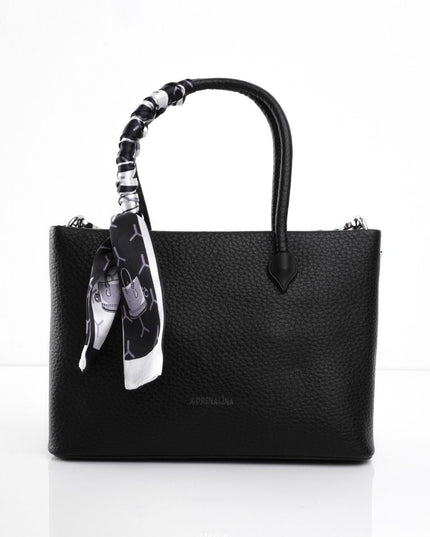 Bolso elegante negro con correa y pañoleta