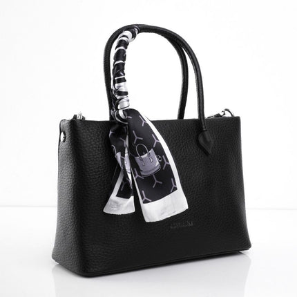 Bolso elegante negro con correa y pañoleta