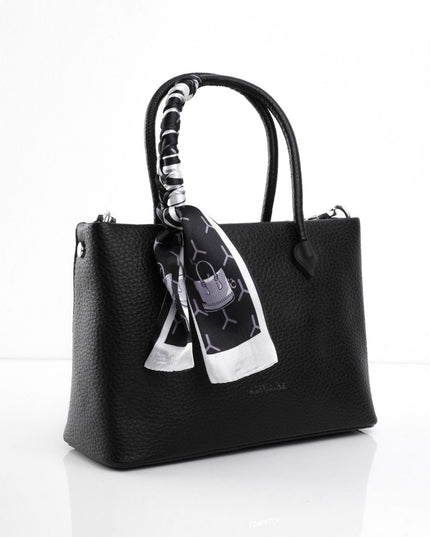 Bolso elegante negro con correa y pañoleta