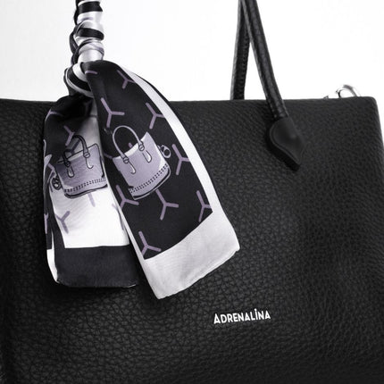 Bolso elegante negro con correa y pañoleta